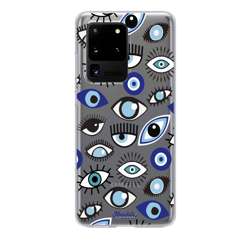 Case para Samsung S20 Ultra Funda Funda Ojos Azules y Blancos - Mandala Cases