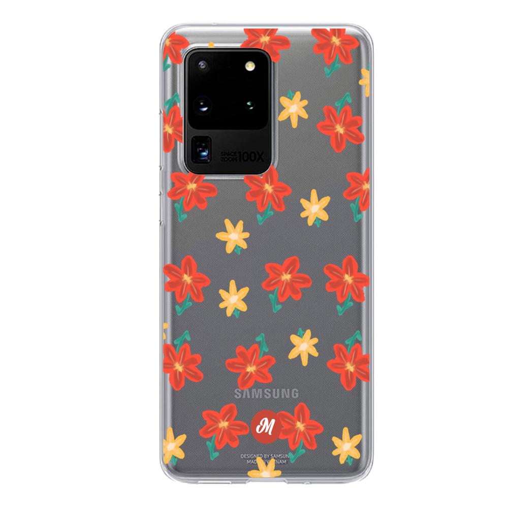 Cases para Samsung S20 Ultra RED FLOWERS - Mandala Cases