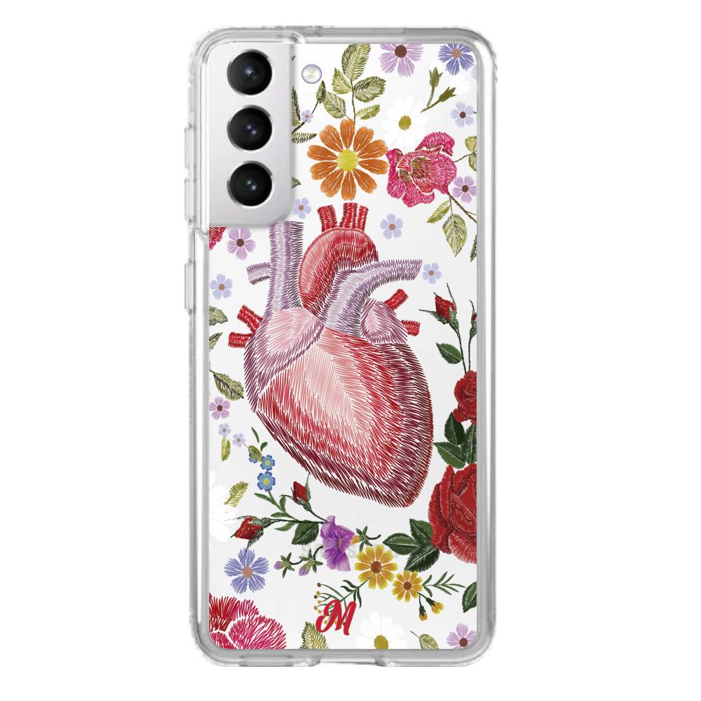 Case para Samsung S21 Funda Corazón con Flores - Mandala Cases