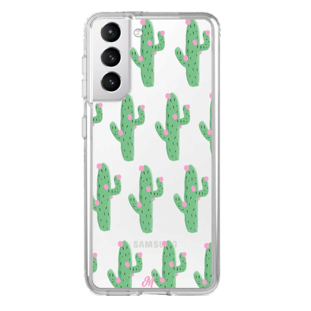 Case para Samsung S21 Cactus Con Flor Rosa  - Mandala Cases