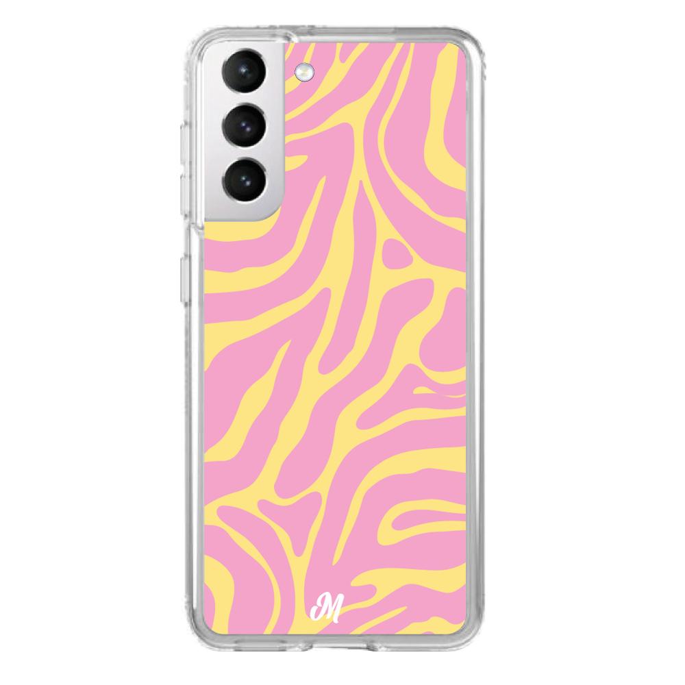 Case para Samsung S21 Lineas rosa y amarillo - Mandala Cases