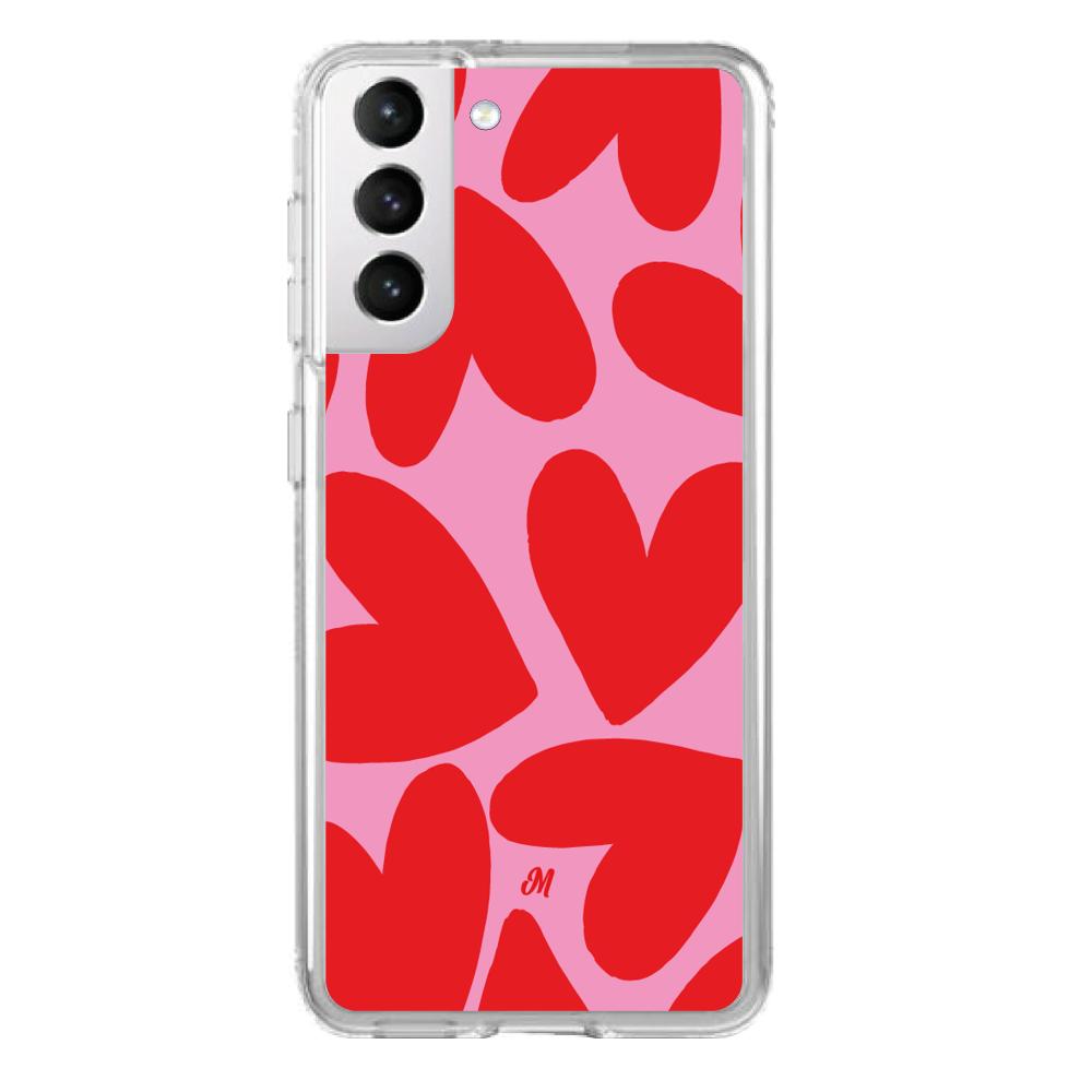Case para Samsung S21 Red Hearts - Mandala Cases
