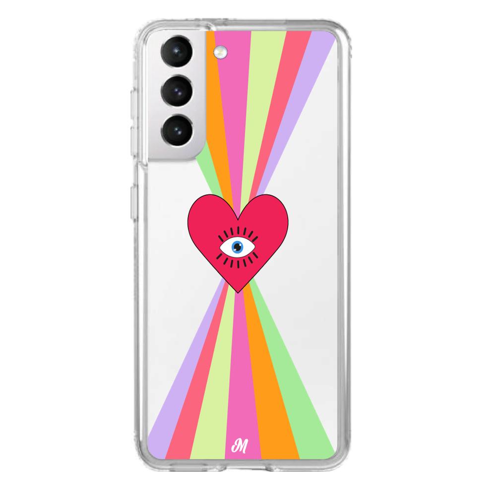 Case para Samsung S21 Corazon arcoiris - Mandala Cases